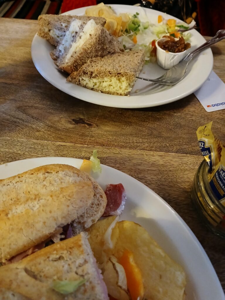 Sandwich for lunch in the bar area